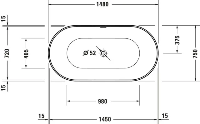 Duravit Badewanne „DuraKanto“ freistehend oval 150 × 75 cm