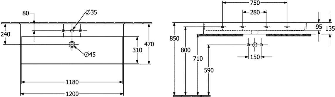 Villeroy & Boch Waschbecken Memento 2.0 4A22CH, 1200x470mm, Rechteck, TitanCeram, Weiß Alpin Villeroy & Boch Waschbecken Memento 2.0 4A22CH, 1200x470mm, Rechteck, TitanCeram, Weiß Alpin