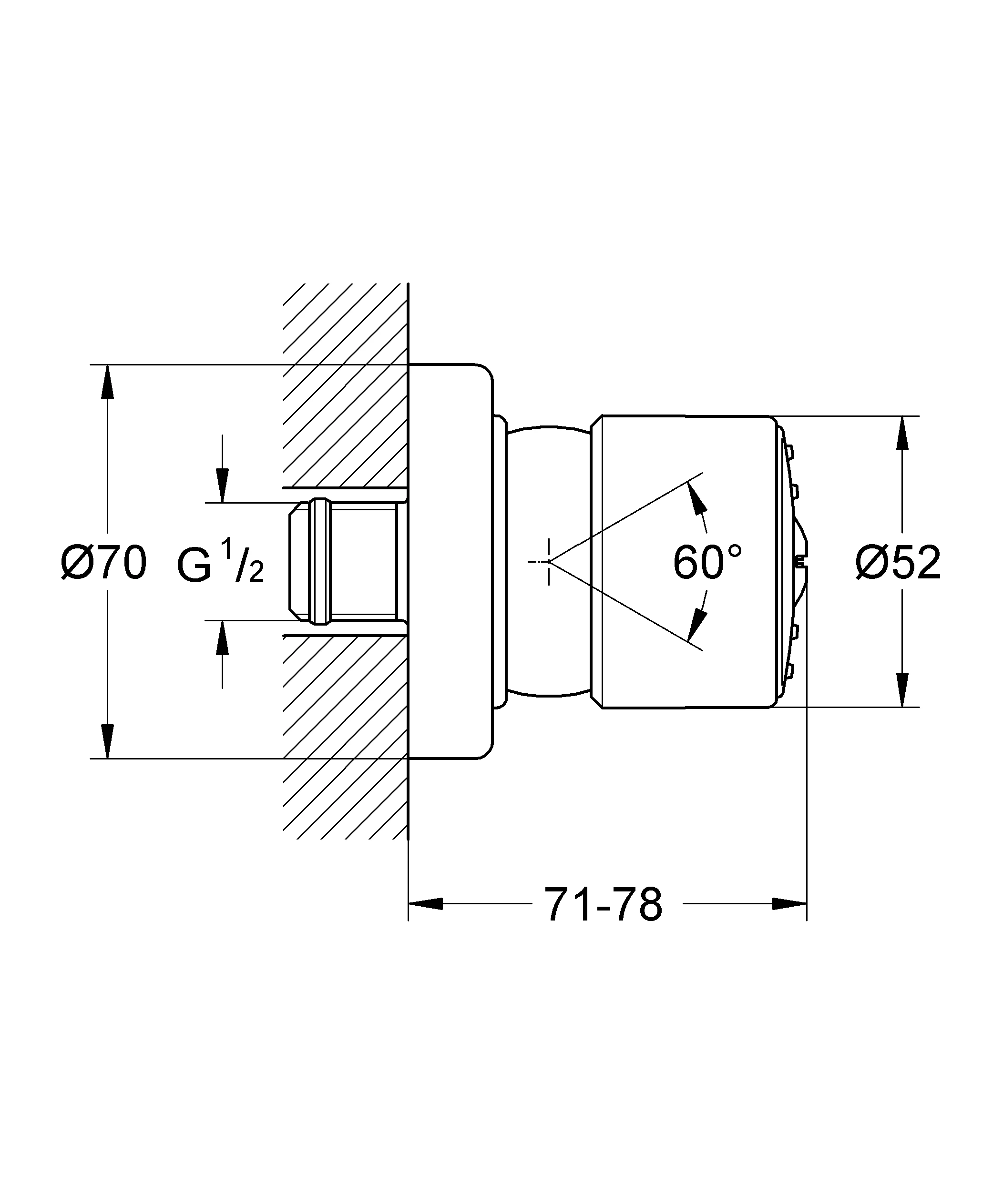 Seitenbrause Relexa 50 28198, 1 Strahlart, Durchflussmenge voreinstellbar von 5-11 l/min, chrom