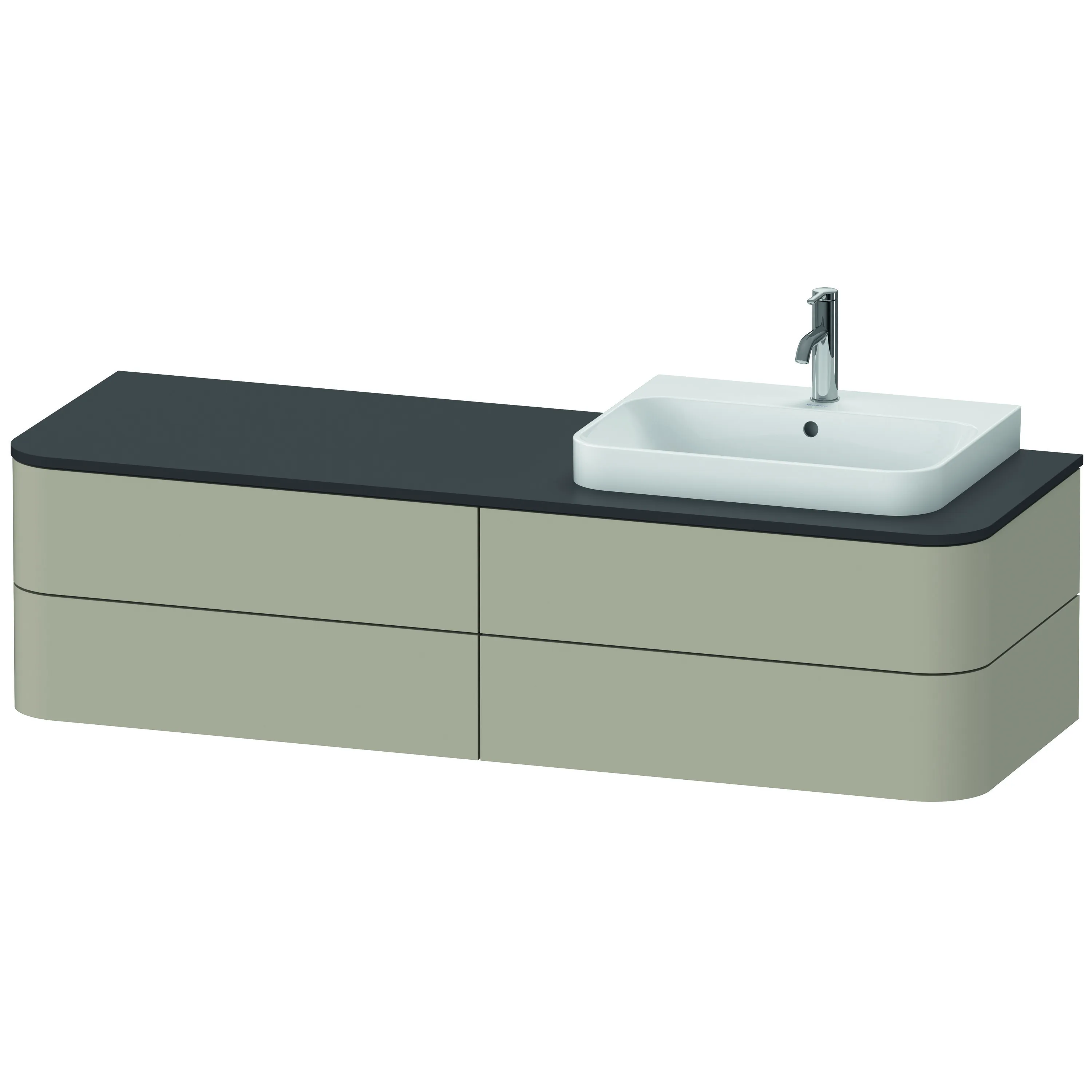 Duravit Waschtischunterschrank wandhängend „Happy D.2 Plus“ 160 × 40,8 × 55 cm Taupe Seidenmatt, rechts Duravit Waschtischunterschrank wandhängend „Happy D.2 Plus“ 160 × 40,8 × 55 cm Taupe Seidenmatt, rechts