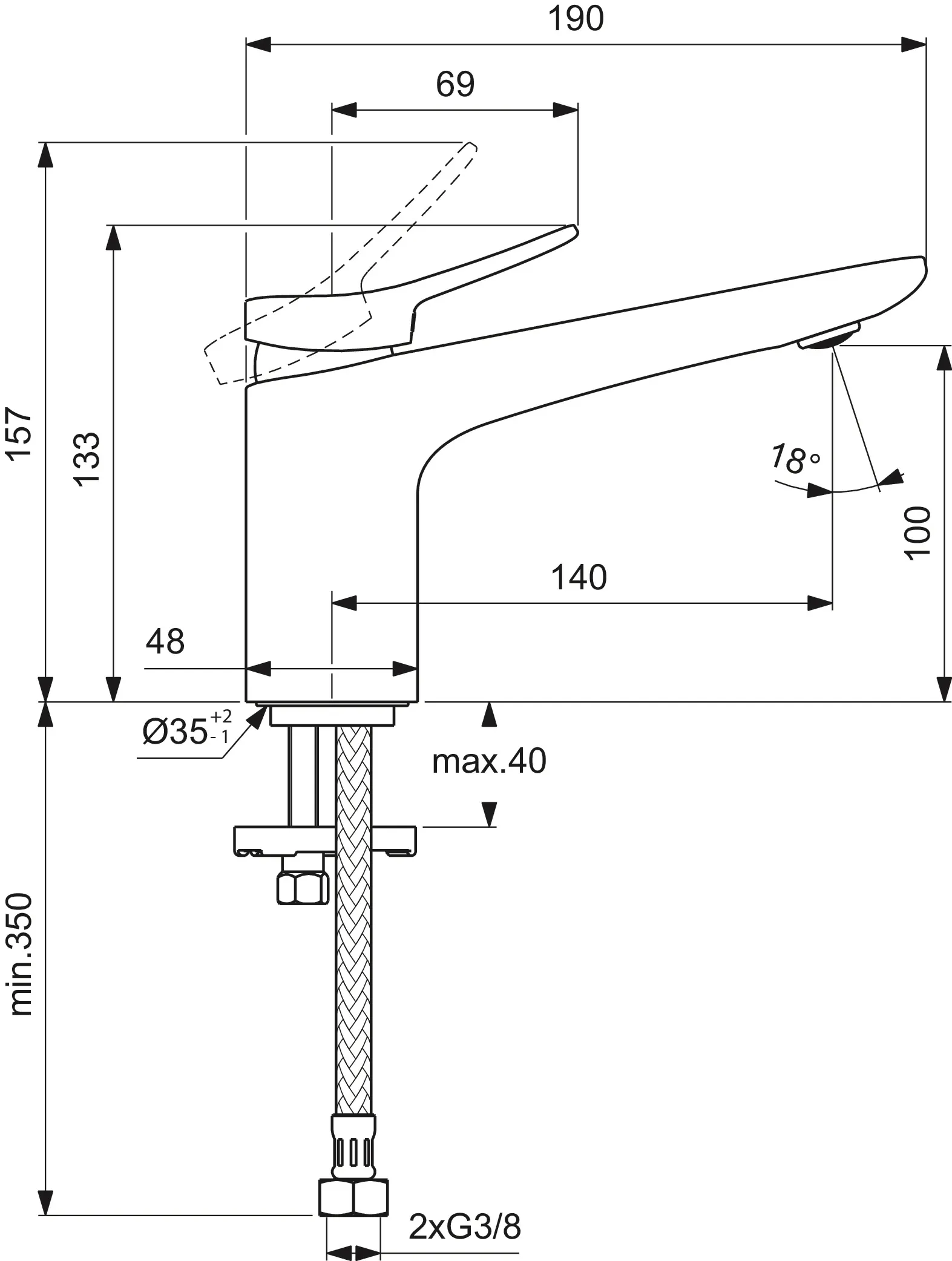 Waschischarmatur Conca Ausladung 140mm ohne Ablaufgarnitur Brushed Gold Waschischarmatur Conca Ausladung 140mm ohne Ablaufgarnitur Brushed Gold