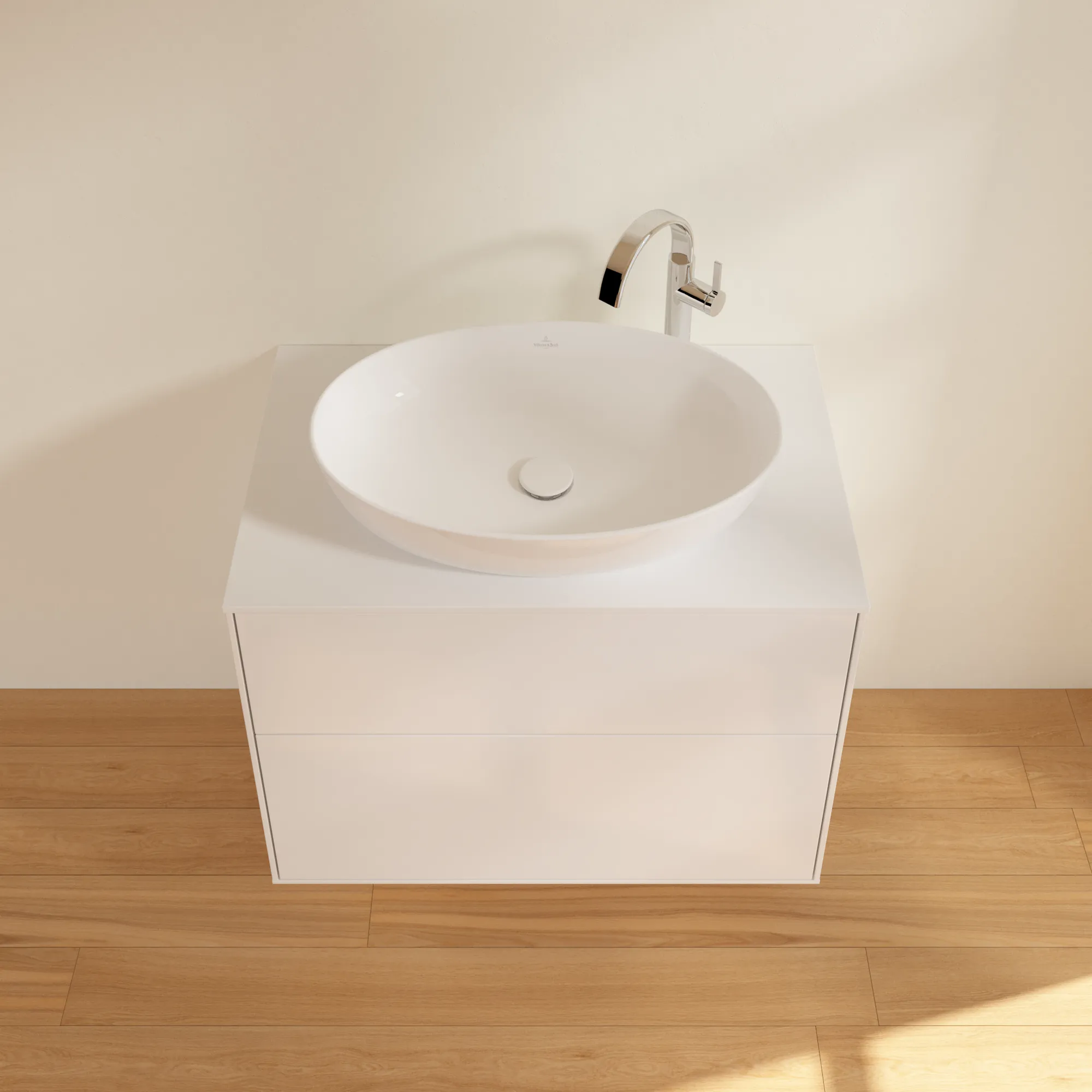 Villeroy & Boch Waschtischunterschrank „Finion“ für Schrankwaschtisch 800 × 603 × 501 mm Glossy White Lacquer, für Becken mittig, mit Hahnlochbohrung Villeroy & Boch Waschtischunterschrank „Finion“ für Schrankwaschtisch 800 × 603 × 501 mm Glossy White Lacquer, für Becken mittig, mit Hahnlochbohrung