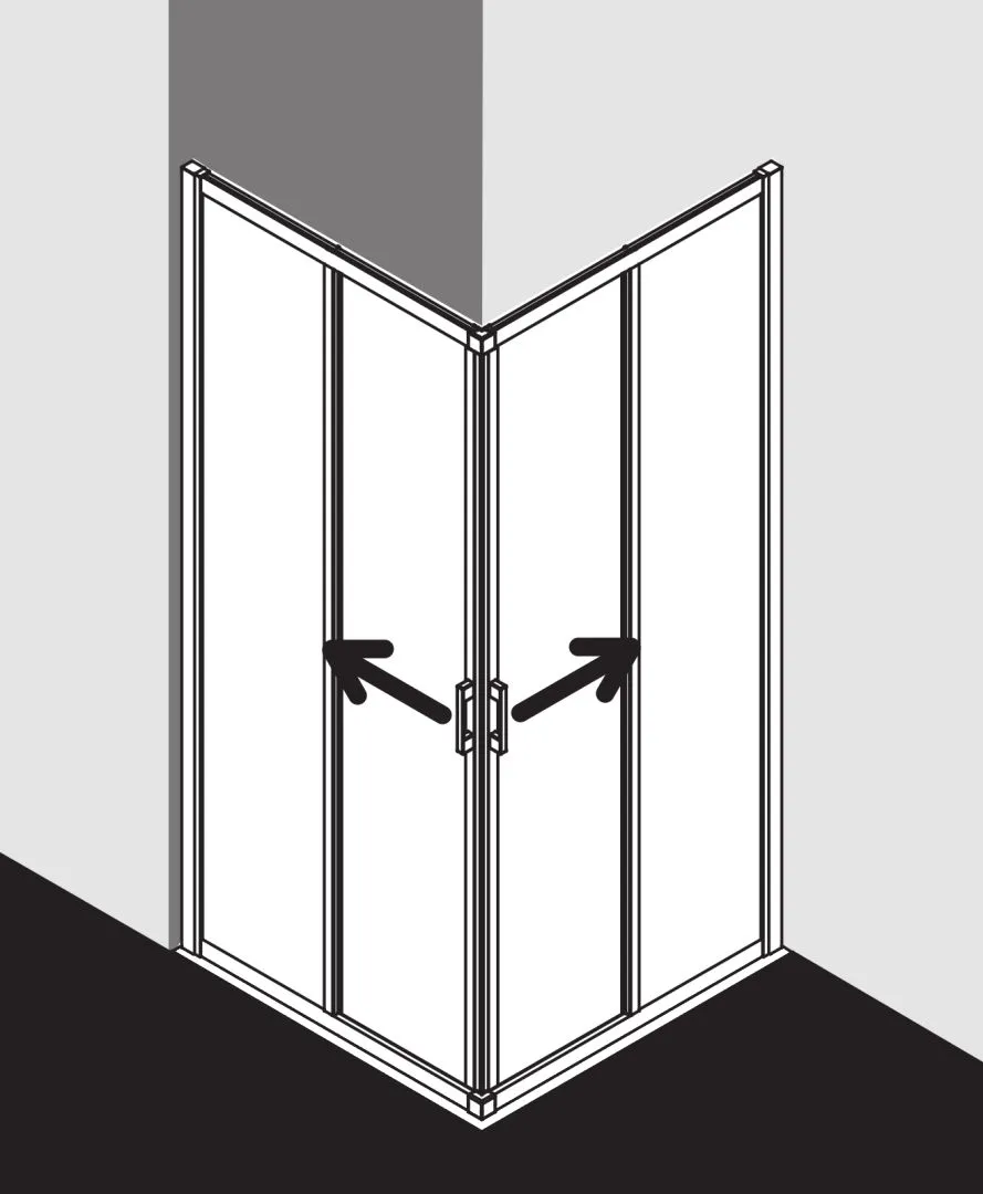Kermi Duschtür Eckeinstieg 2-teilig (Gleittüren) Halbteil links „LIGA“ 185 cm Glas Klar, Profile Silber Hochglanz, Schiebetür zweiteilig