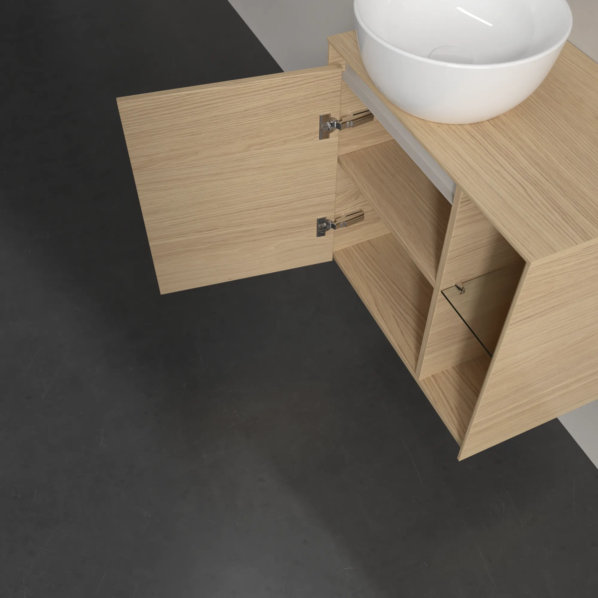 Villeroy & Boch Waschtischunterschrank „Collaro“ 600 × 548 × 380 mm Nordic Oak, für Becken links, Anschlag links, ohne Beleuchtung Villeroy & Boch Waschtischunterschrank „Collaro“ 600 × 548 × 380 mm Nordic Oak, für Becken links, Anschlag links, ohne Beleuchtung