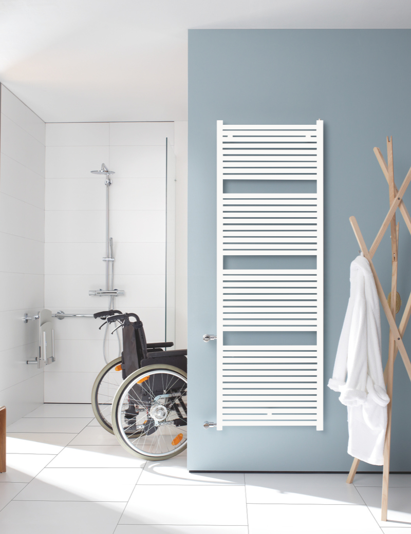 Zehnder Design-Heizkörper Toga Austausch, 1760x35x500 mm, weiß matt, wahlweise rechts oder links, Anschlussmaße passend auf alte DIN-, Guss- oder