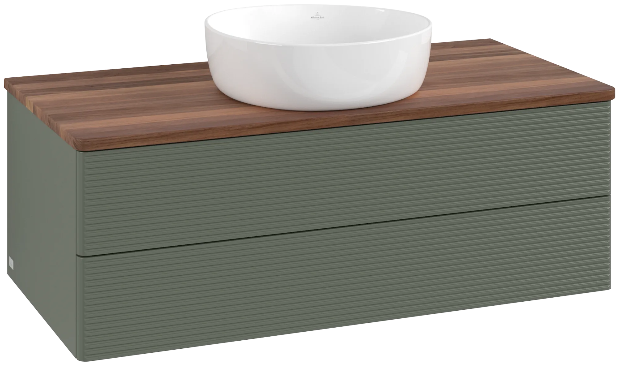 Villeroy & Boch Antao Waschbeckenunterschrank K20_1, 1000 x 360 x 500 mm, Leaf Green Matt Lacquer / Warm Walnut