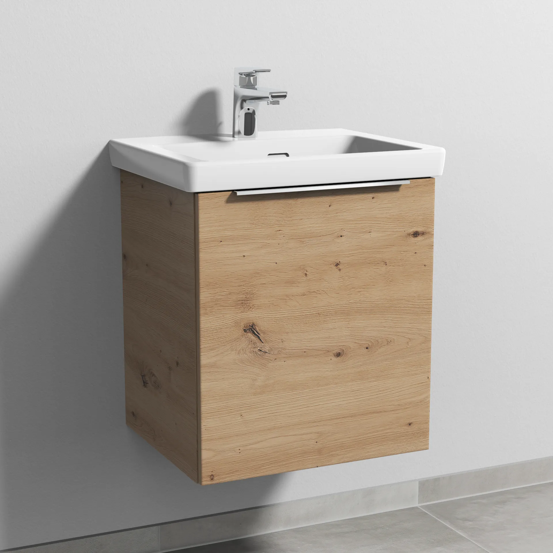 Sanipa Waschtischunterschrank „3way“ 457 × 517 × 391 mm in Eiche Natural-Touch, Anschlag rechts Sanipa Waschtischunterschrank „3way“ 457 × 517 × 391 mm in Eiche Natural-Touch, Anschlag rechts