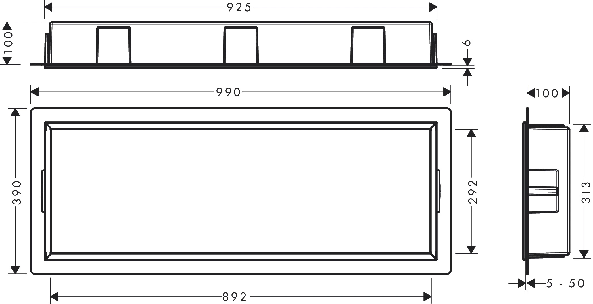 XtraStoris Original Wandnische mit integrier.Rah.300 x 900 x 100 mm BG