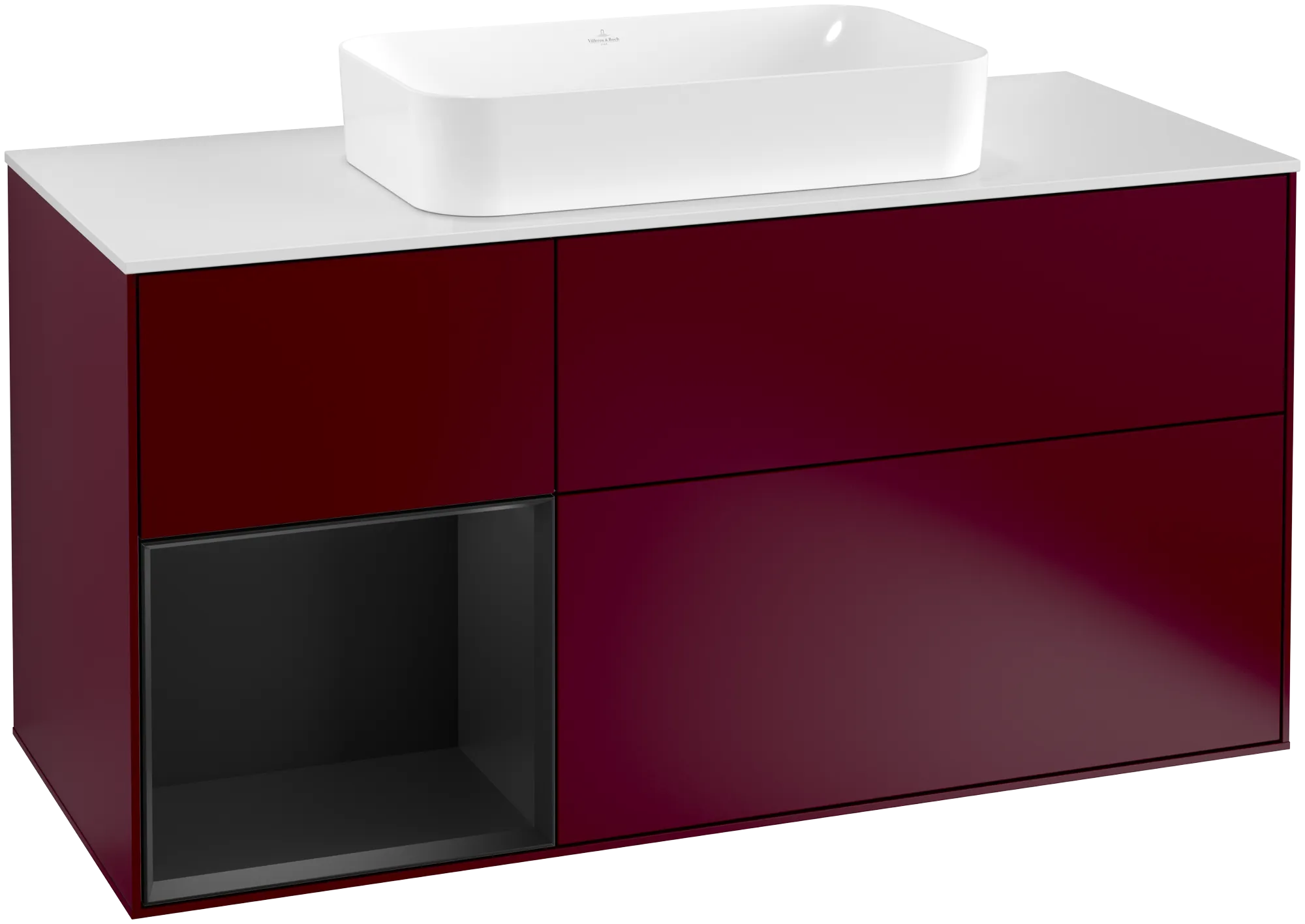 Villeroy & Boch Waschbeckenunterschrank Finion G29, 1200x603x501mm, Eckig, mit Regalelement (beleuchtet), mit Wandbeleuchtung, mit Hahnlochbohrung