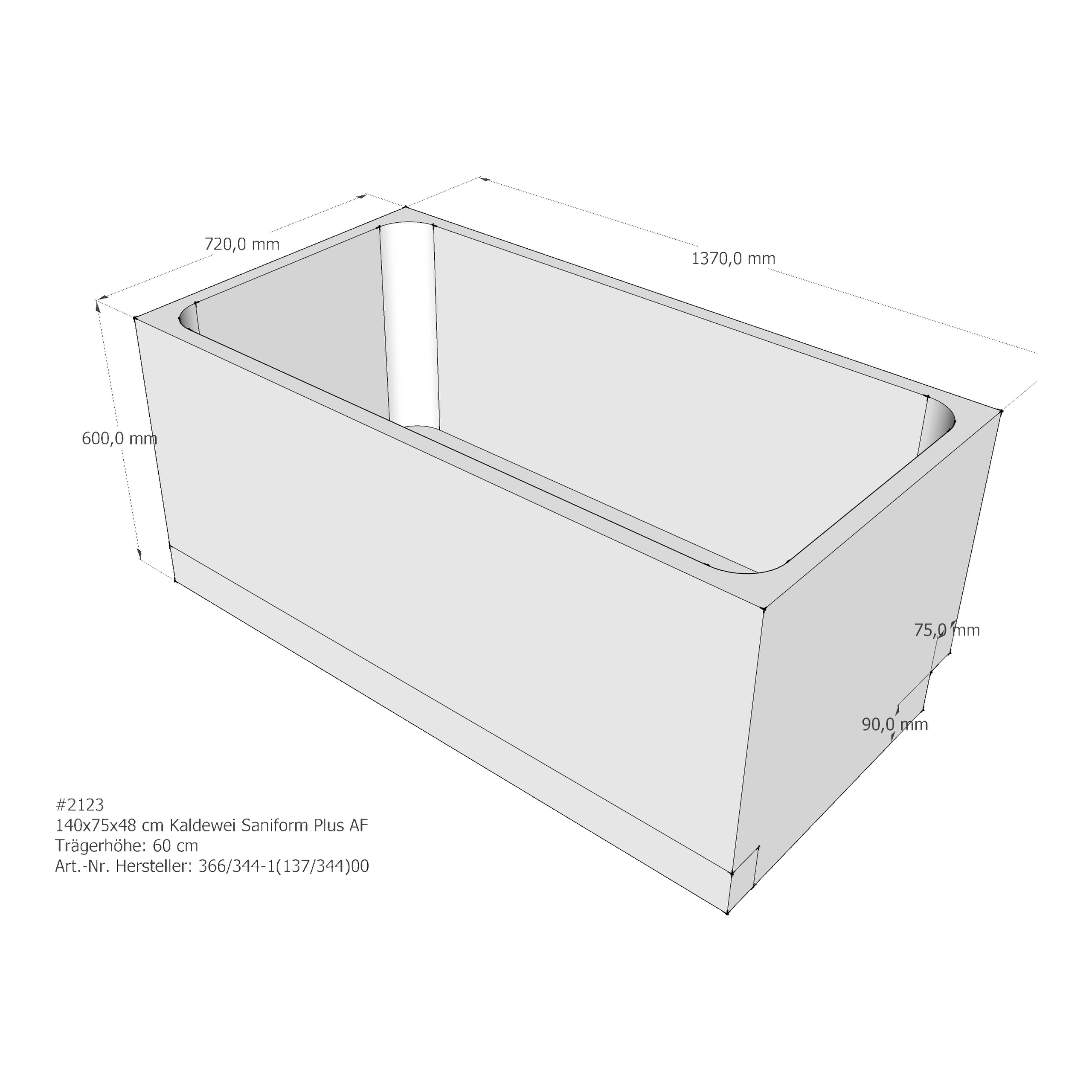 Badewannenträger für Kaldewei Saniform Plus /-Star 140 × 75 × 48 cm