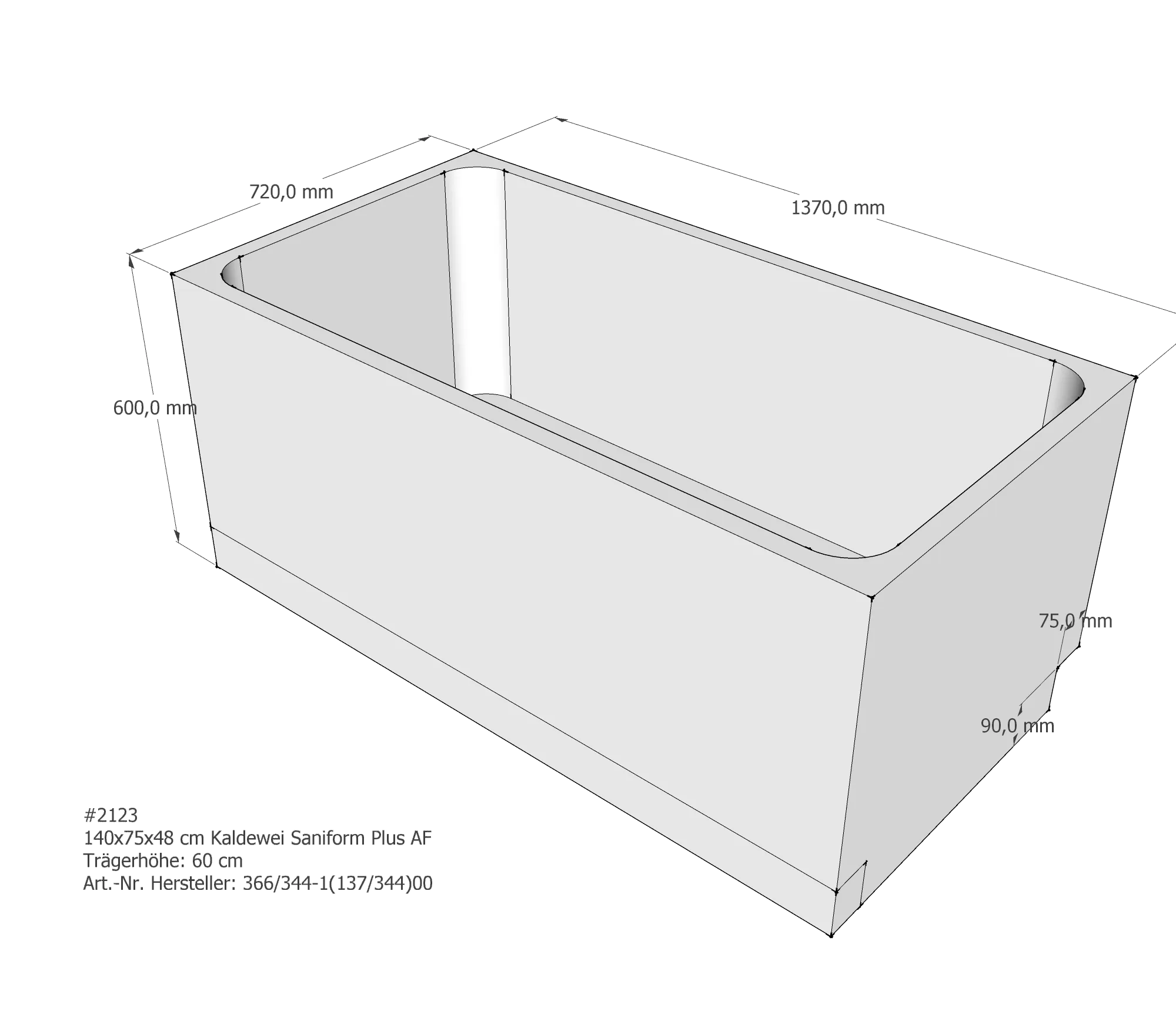 Badewannenträger für Kaldewei Saniform Plus 140 × 75 × 48 cm Breite: 75 cm / Höhe: 48 cm / Länge: 140 cm Badewannenträger für Kaldewei Saniform Plus 140 × 75 × 48 cm Breite: 75 cm / Höhe: 48 cm / Länge: 140 cm