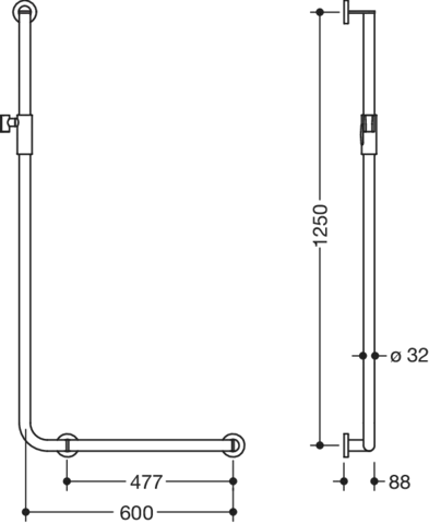 HEWI Haltegriff Ausführung rechts „System 900“ in Weiß tiefmatt / Hellgrau matt HEWI Haltegriff Ausführung rechts „System 900“ in Weiß tiefmatt / Hellgrau matt