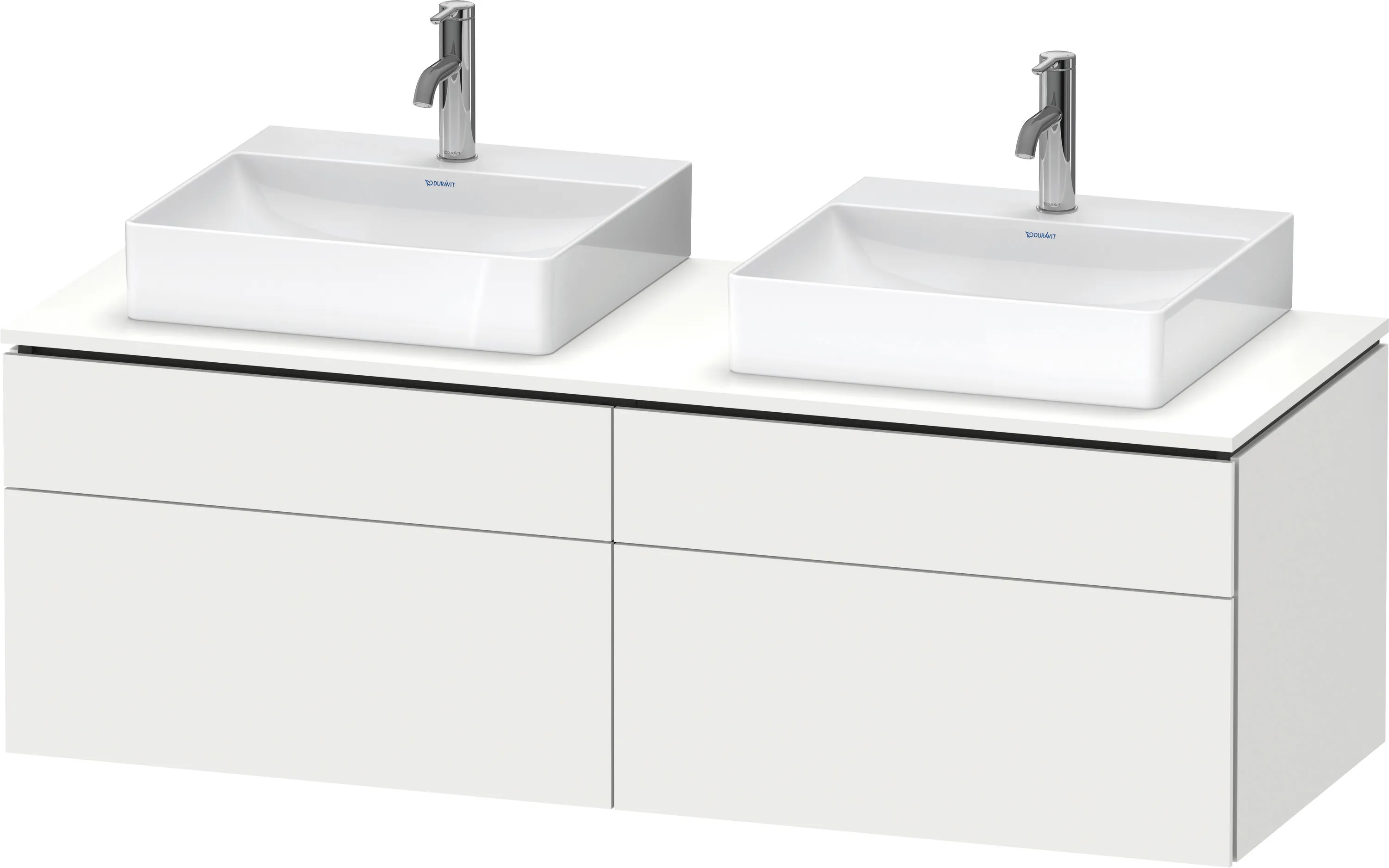 Duravit Waschtischunterschrank wandhängend „L-Cube“ 142 × 48,2 × 55 cm Weiß Matt, links und rechts