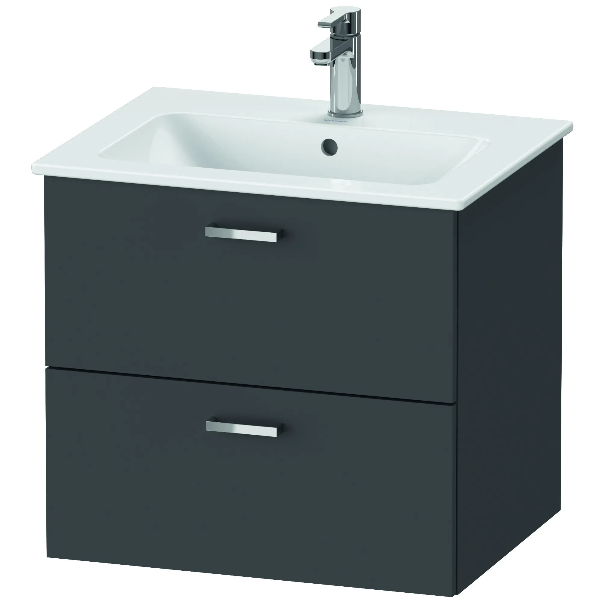 Duravit Waschtischunterschrank mit Waschtischunterbau und Spiegel „XBase“ 63 × 200 × 49 cm in Graphit Matt