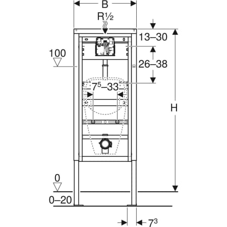 Geberit Vorwand-/Einbauelement für Urinal „DuofixBasic“ 130 × 50 × 75 cm Geberit Vorwand-/Einbauelement für Urinal „DuofixBasic“ 130 × 50 × 75 cm