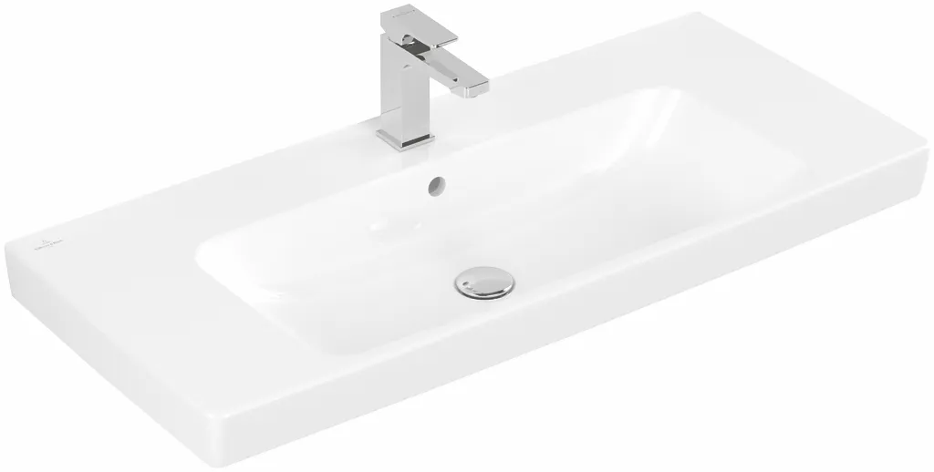 Villeroy & Boch Waschbecken „Architectura“ 1000 × 460 × 165 mm, ohne Hahnlochbohrung, für Becken mittig in Weiß Alpin Villeroy & Boch Waschbecken „Architectura“ 1000 × 460 × 165 mm, ohne Hahnlochbohrung, für Becken mittig in Weiß Alpin