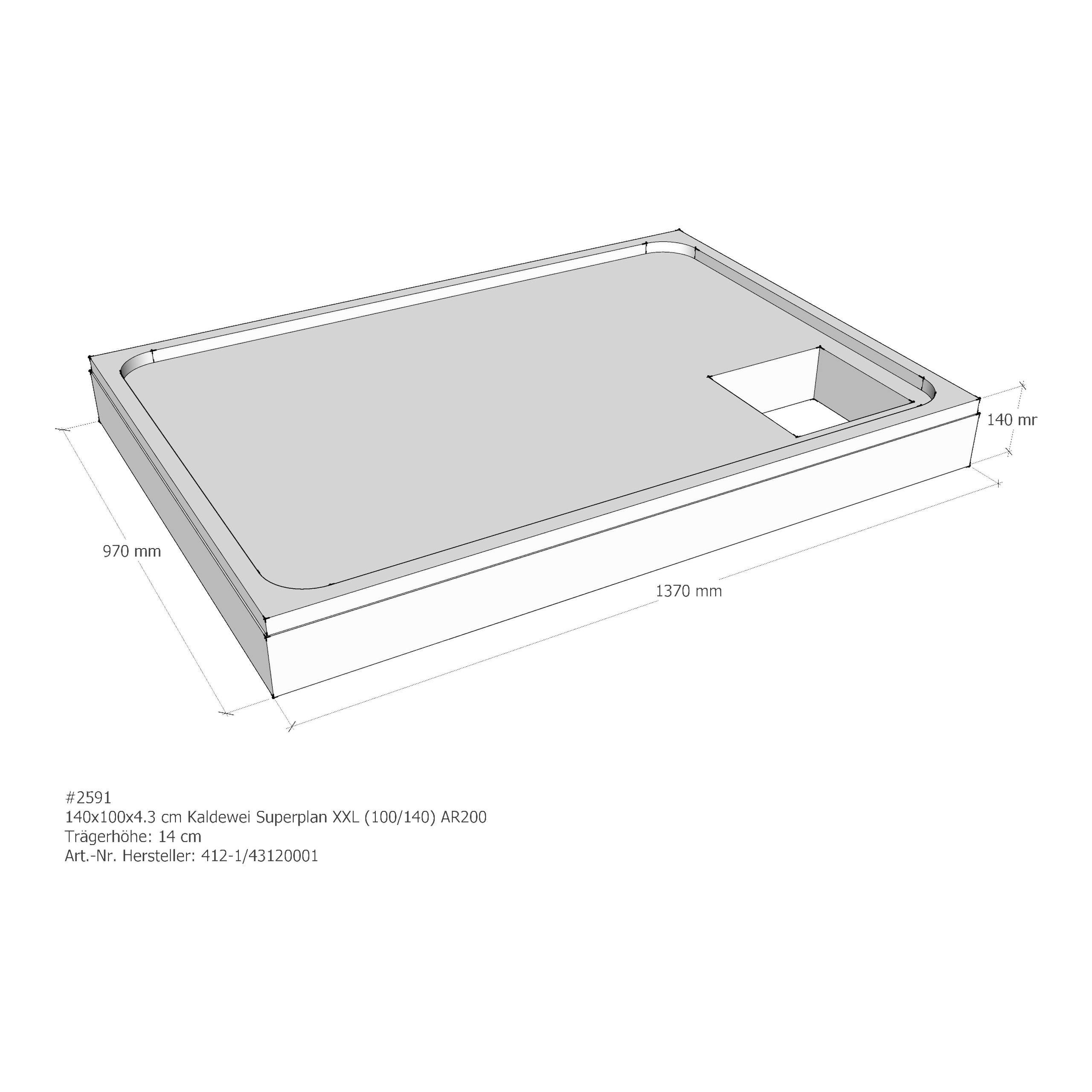 Duschwannenträger für Kaldewei Superplan XXL 140 × 100 × 4,3 cm