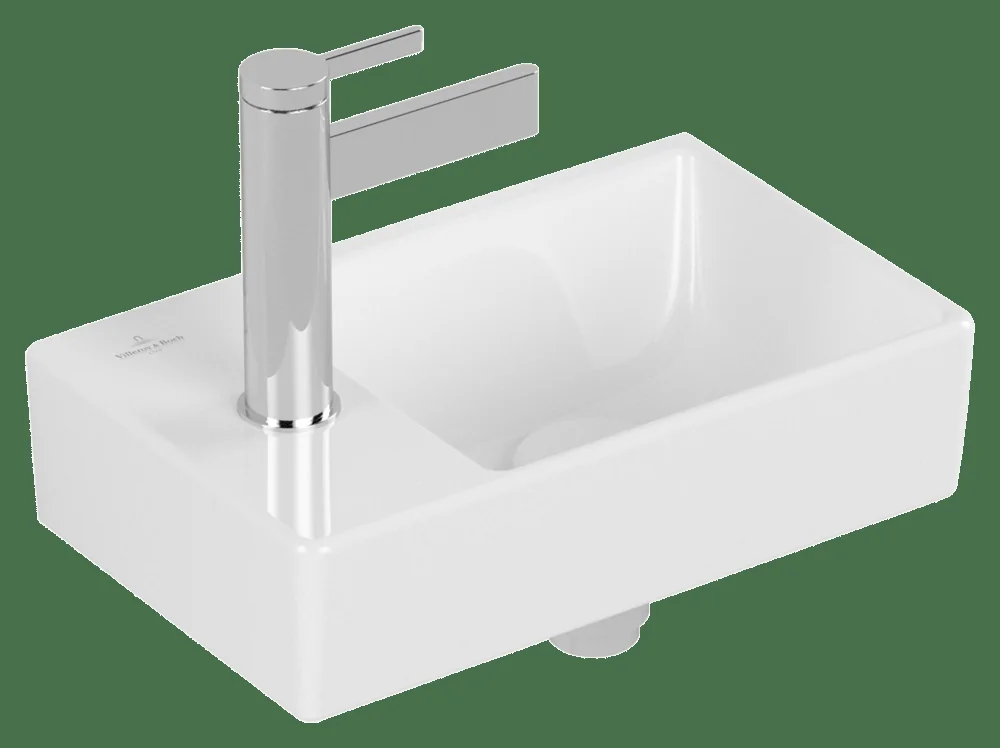 Villeroy & Boch Avento Waschbecken 360x220mm, Rechteck, Becken rechts, ohne Überlauf, Weiß Alpin
