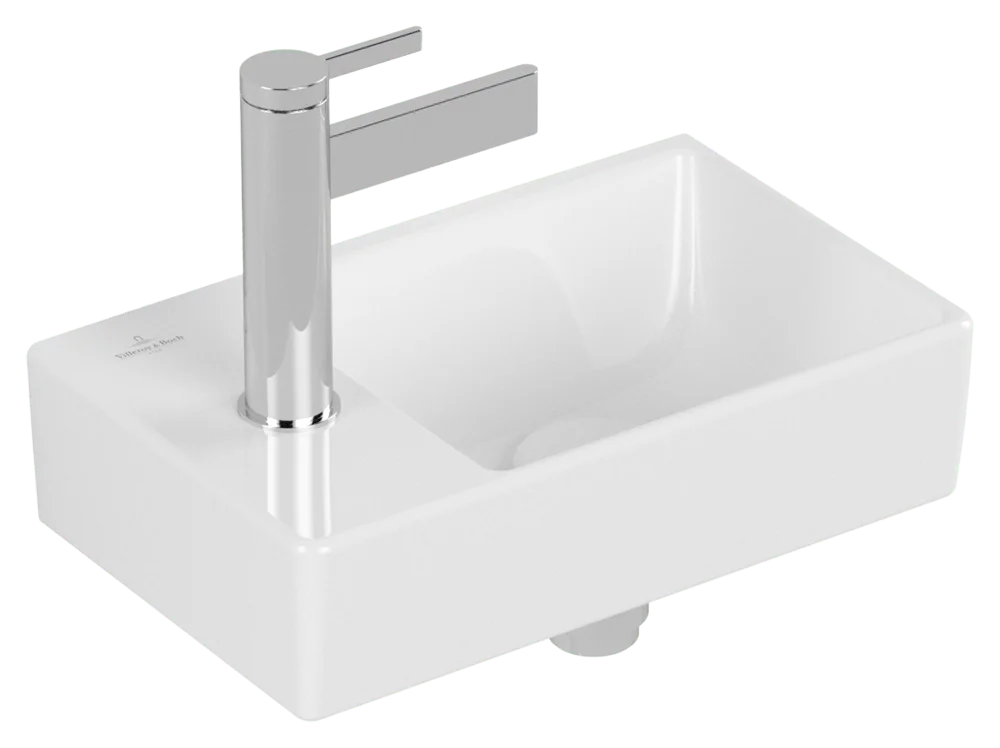 Villeroy & Boch Avento Waschbecken 360x220mm, Rechteck, Becken rechts, ohne Überlauf, Weiß Alpin