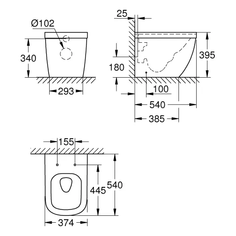 Grohe Stand-Tiefspül-WC Euro Keramik 39339, back to wall, spülrandlos, alpinweiß Grohe Stand-Tiefspül-WC Euro Keramik 39339, back to wall, spülrandlos, alpinweiß