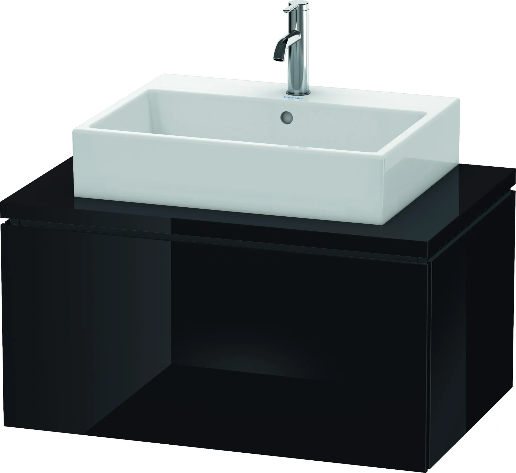 Duravit Waschtischunterschrank wandhängend „L-Cube“ 82 × 40 × 54,7 cm Schwarz Hochglanz