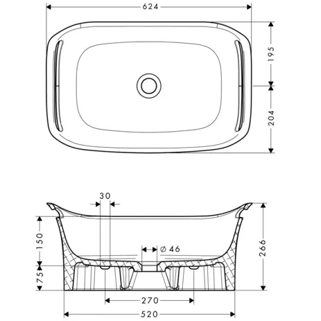 Hansgrohe AXOR Urquiola Waschbecken wandhängend, weiß, 625 mm