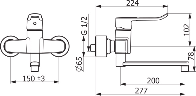 Einhand-Waschtischarmatur Bedienungshebel lang „Clinica“ Ausladung 277 mm in Chrom Einhand-Waschtischarmatur Bedienungshebel lang „Clinica“ Ausladung 277 mm in Chrom