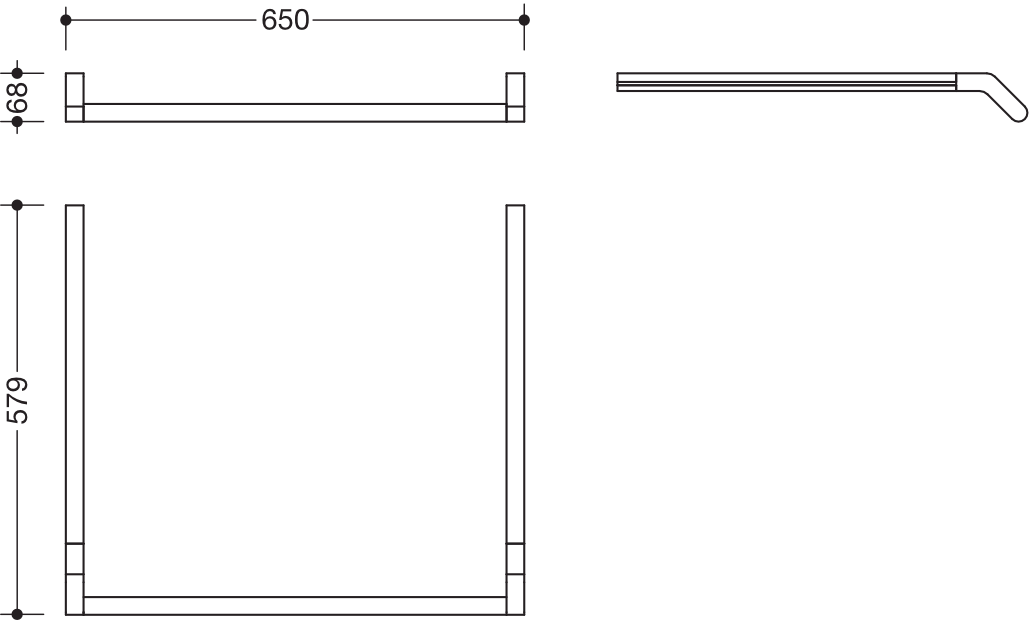 HEWI Ablage in 65 × 6,8 cm