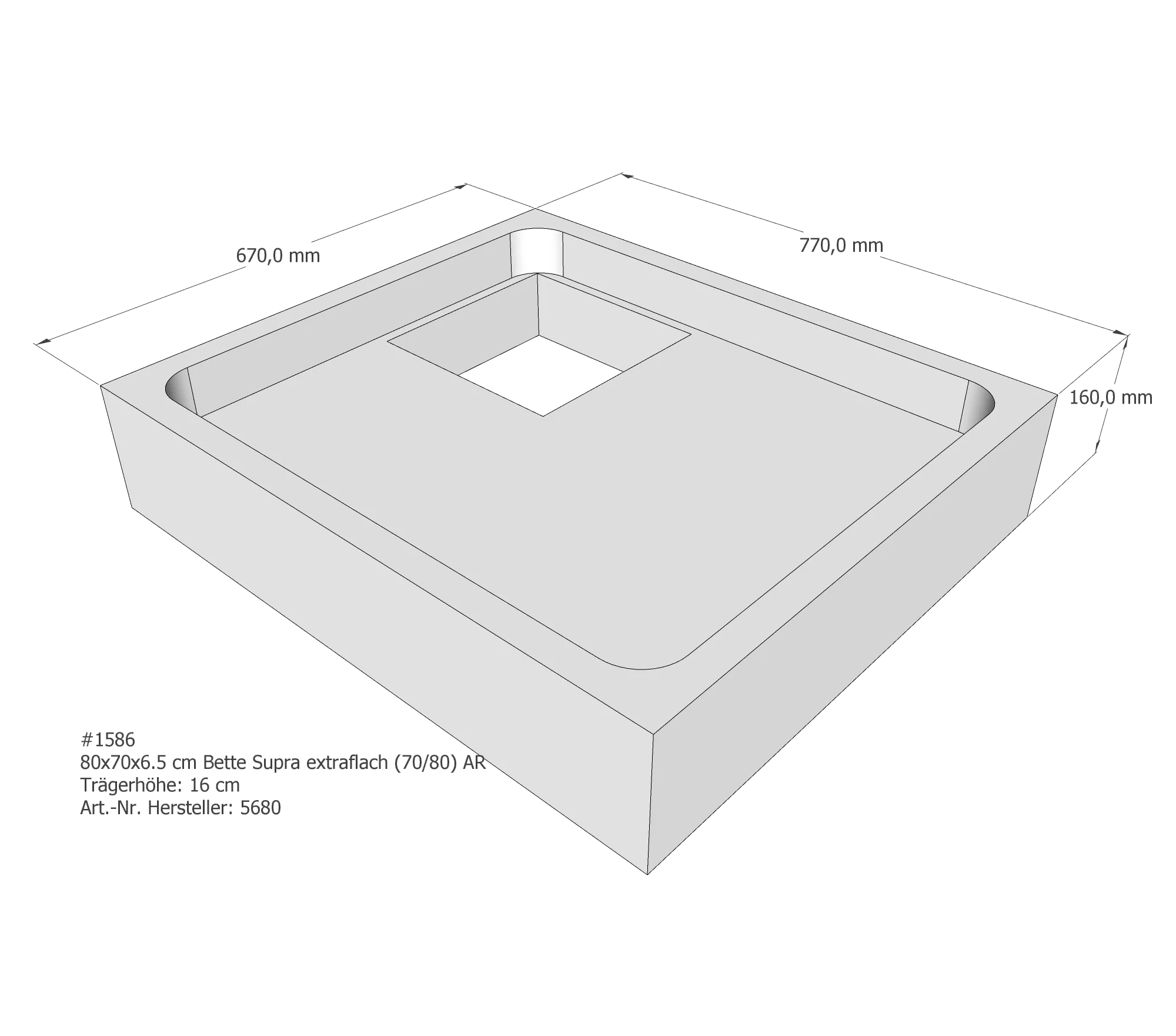 Duschwannenträger passend für Bette BetteSupra (extraflach) 80 × 70 × 6,5 cm Breite: 70 cm / Länge: 80 cm Duschwannenträger passend für Bette BetteSupra (extraflach) 80 × 70 × 6,5 cm Breite: 70 cm / Länge: 80 cm