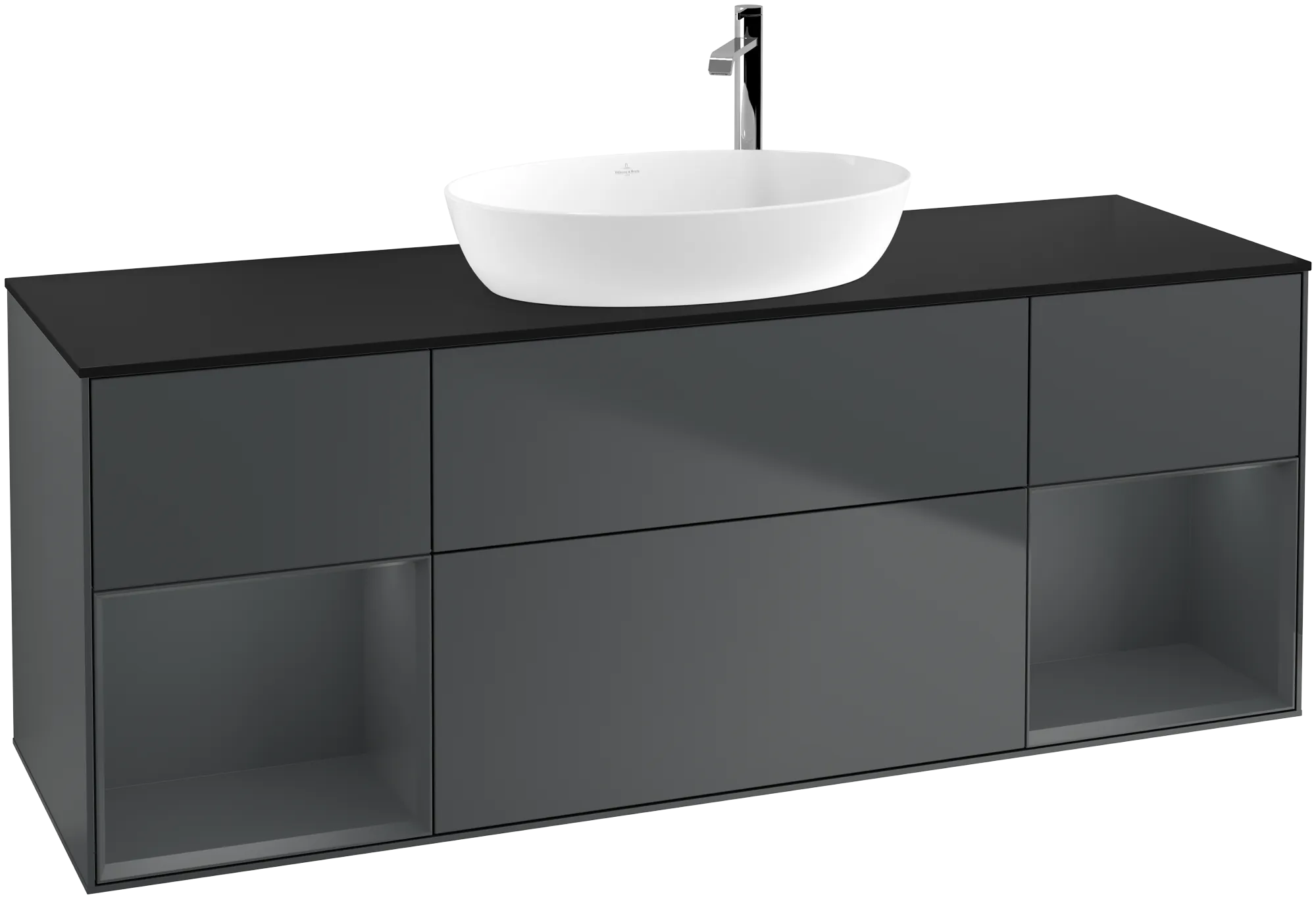 Villeroy & Boch Finion Waschbeckenunterschrank G98, Midnight Blue Matt Lacquer / Glass Black Matt