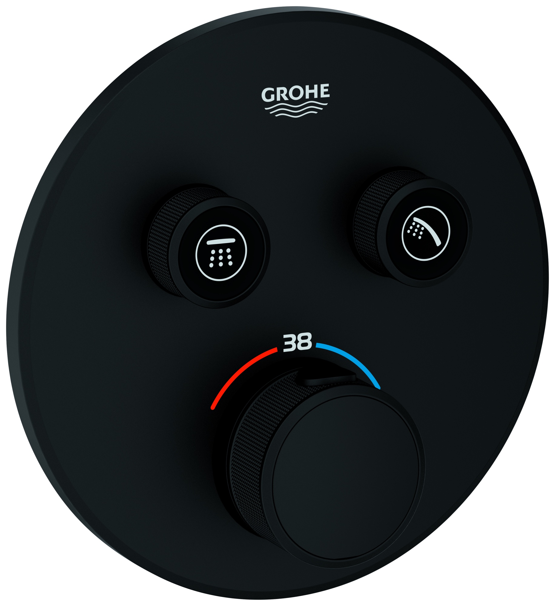 Thermostat Grohtherm SmartControl 29507, 2 Absperrventile, Fertigmontageset für Rapido SmartBox 35 604, phantom black