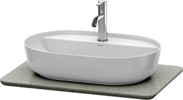Duravit Konsole „Luv“ Ausschnitte: 1 / Becken: mittig / Farbe: Grau Struktur / Größe: 68,8 × 47,5 × 2 cm / Oberfläche: Quarzstein Duravit Konsole „Luv“ Ausschnitte: 1 / Becken: mittig / Farbe: Grau Struktur / Größe: 68,8 × 47,5 × 2 cm / Oberfläche: Quarzstein