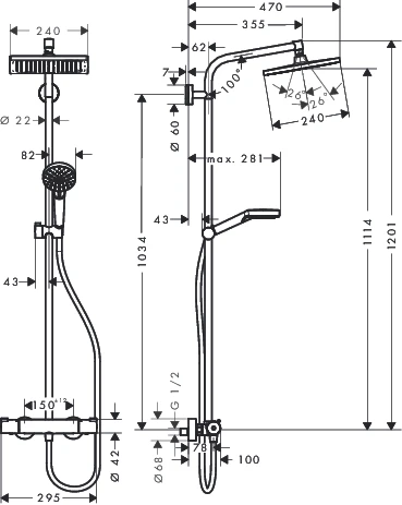 Showerpipe Crometta E 240 EcoSmart chrom