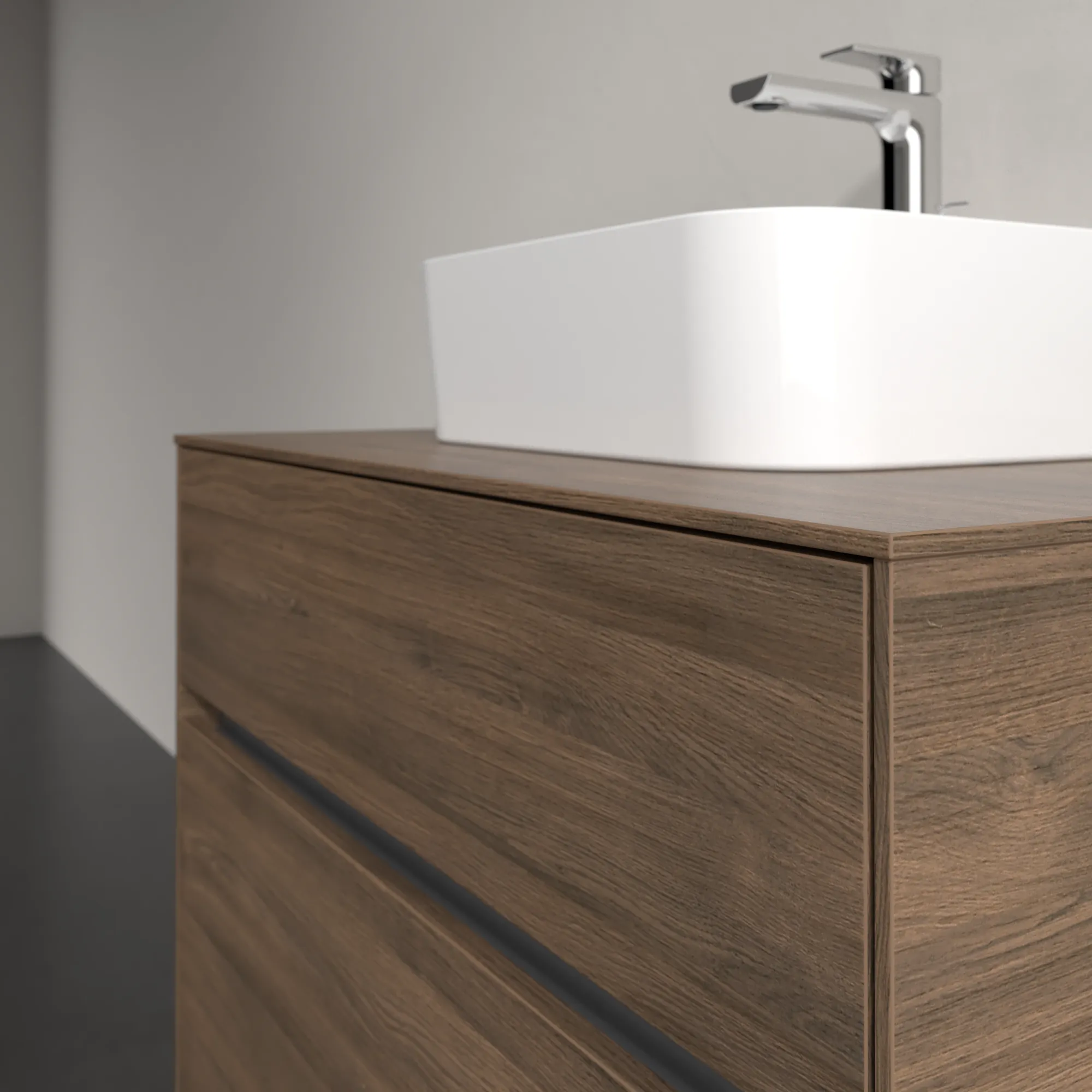 Villeroy & Boch Waschtischunterschrank „Collaro“ 800 × 548 × 500 mm Arizona Oak, mit Beleuchtung, für Becken mittig