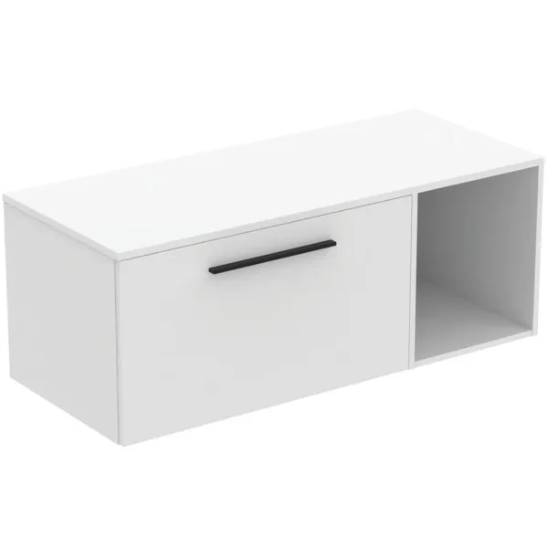 Möbel-Set 120cm i.life B 1 Auszug 1 offenes Fach Griff Schwarz Weiß matt