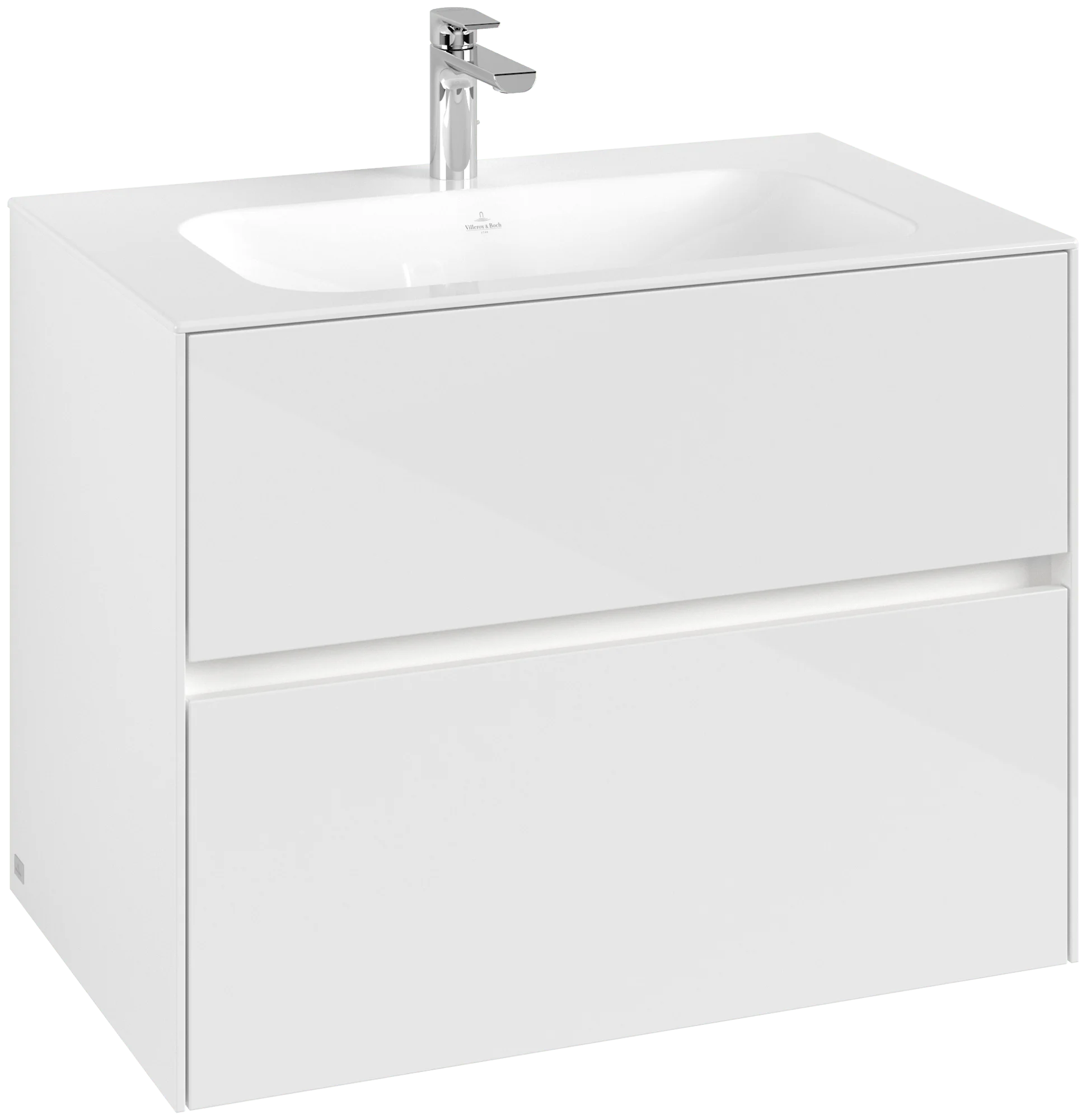 Villeroy & Boch Waschbeckenunterschrank Collaro C138B0, Eckig, Glossy White, 796x603x498mm, mit Beleuchtung und SoftClosing, 2 Auszüge Villeroy & Boch Waschbeckenunterschrank Collaro C138B0, Eckig, Glossy White, 796x603x498mm, mit Beleuchtung und SoftClosing, 2 Auszüge