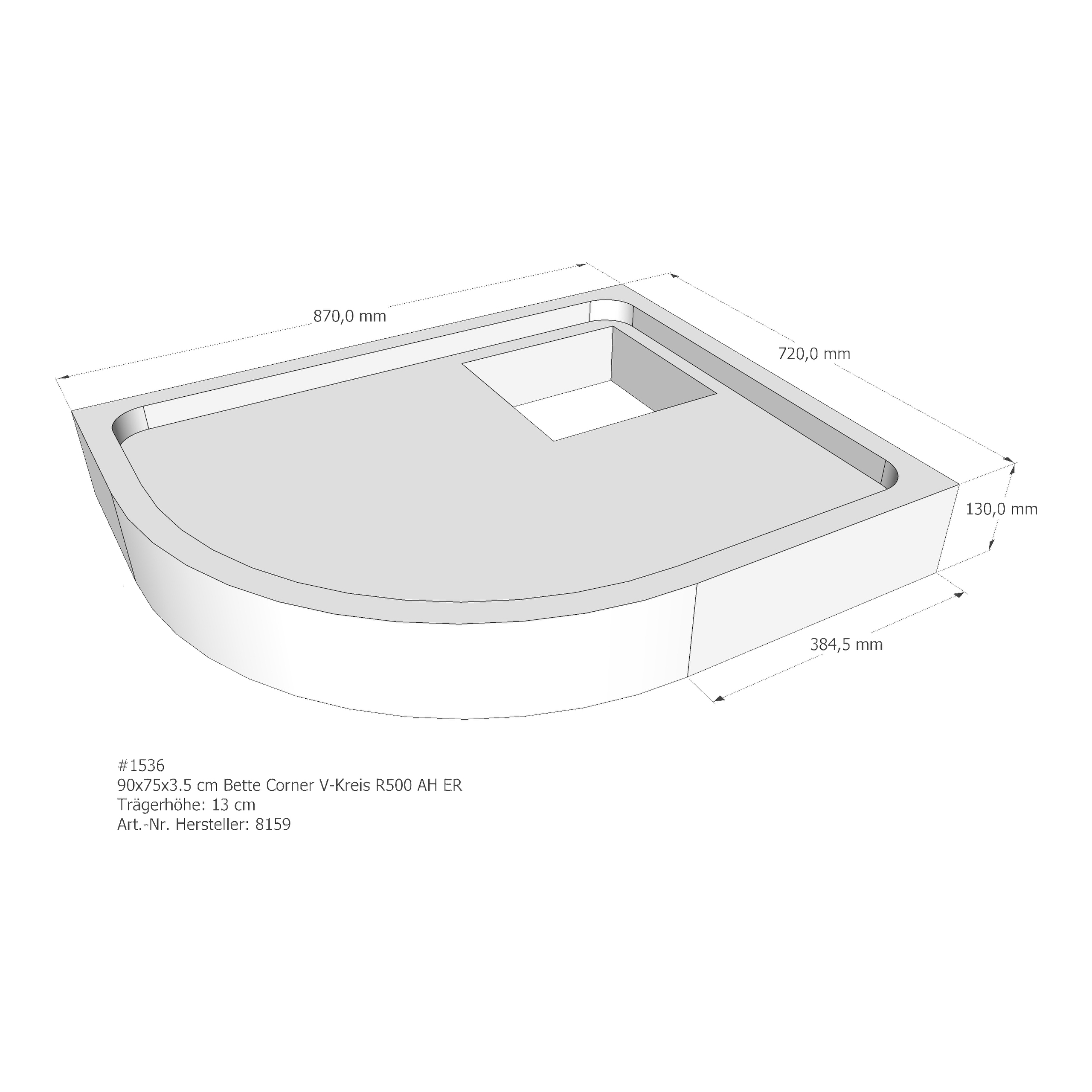 Duschwannenträger für Bette Corner 90 × 75 × 3,5 cm Breite: 75 cm / Länge: 90 cm Duschwannenträger für Bette Corner 90 × 75 × 3,5 cm Breite: 75 cm / Länge: 90 cm