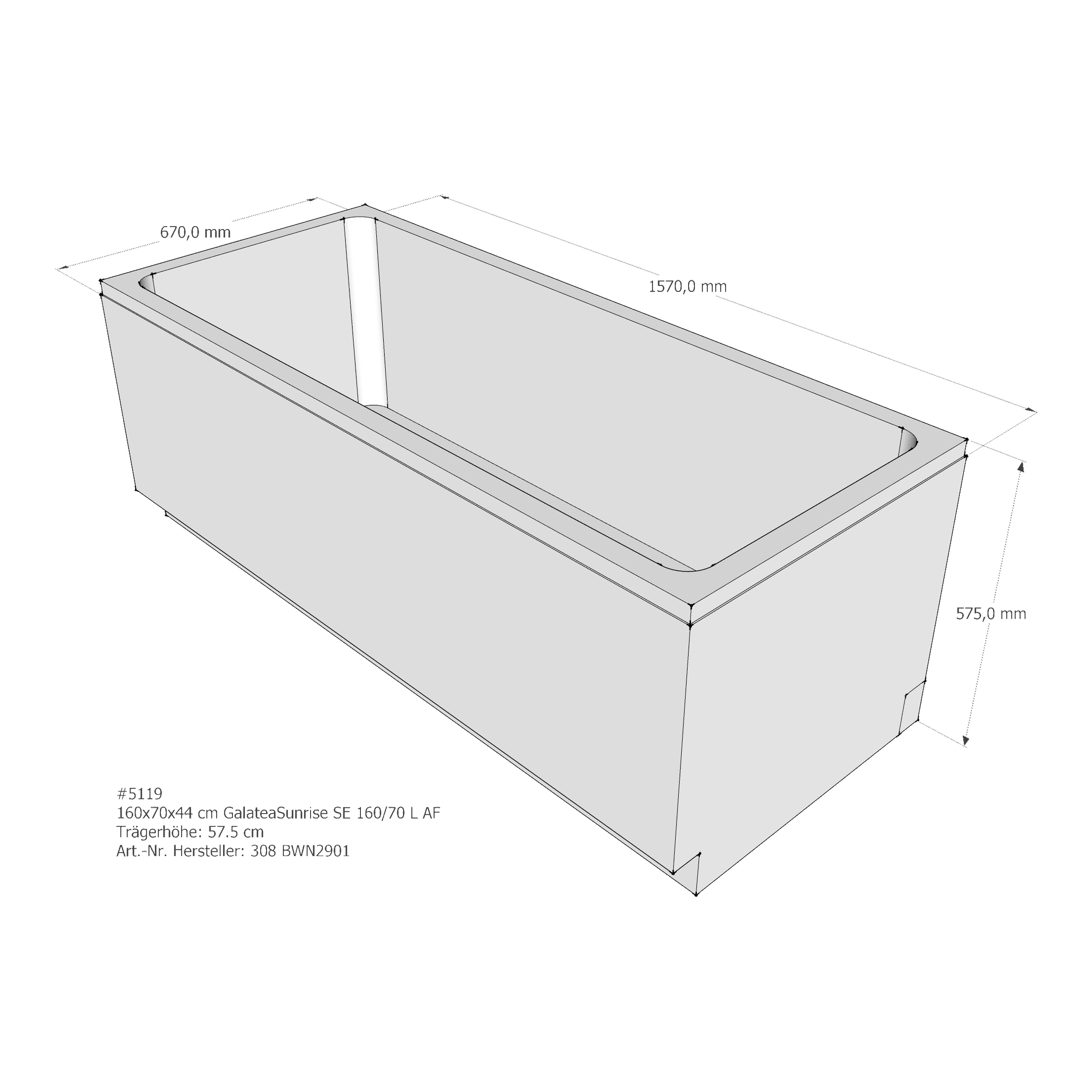 Badewannenträger für Galatea ~Sunrise SE 160/70 L 160 × 70 × 44 cm Badewannenträger für Galatea ~Sunrise SE 160/70 L 160 × 70 × 44 cm