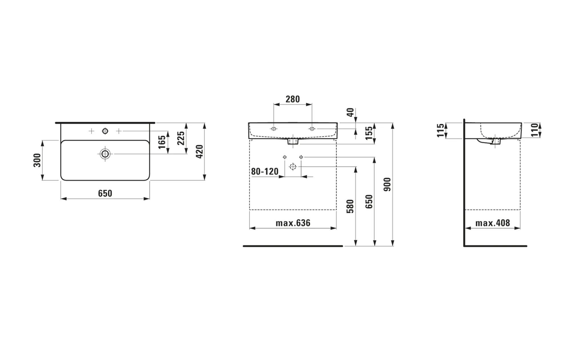 Waschbecken „VAL“, Hahnlochposition mittig in Weiß Waschbecken „VAL“, Hahnlochposition mittig in Weiß