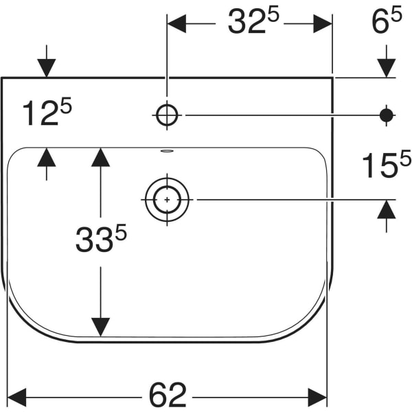 Wandwaschtisch „Smyle“, rechteckig 65 × 48 cm in weiß alpin