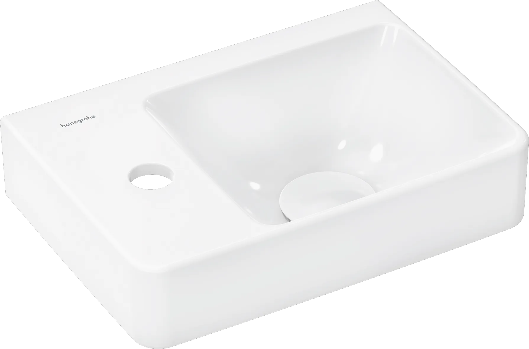 Xelu Q Handwaschbecken mit Ablage links 360/250 mit Hahnloch ohne Überlauf, SmartClean Weiß Xelu Q Handwaschbecken mit Ablage links 360/250 mit Hahnloch ohne Überlauf, SmartClean Weiß