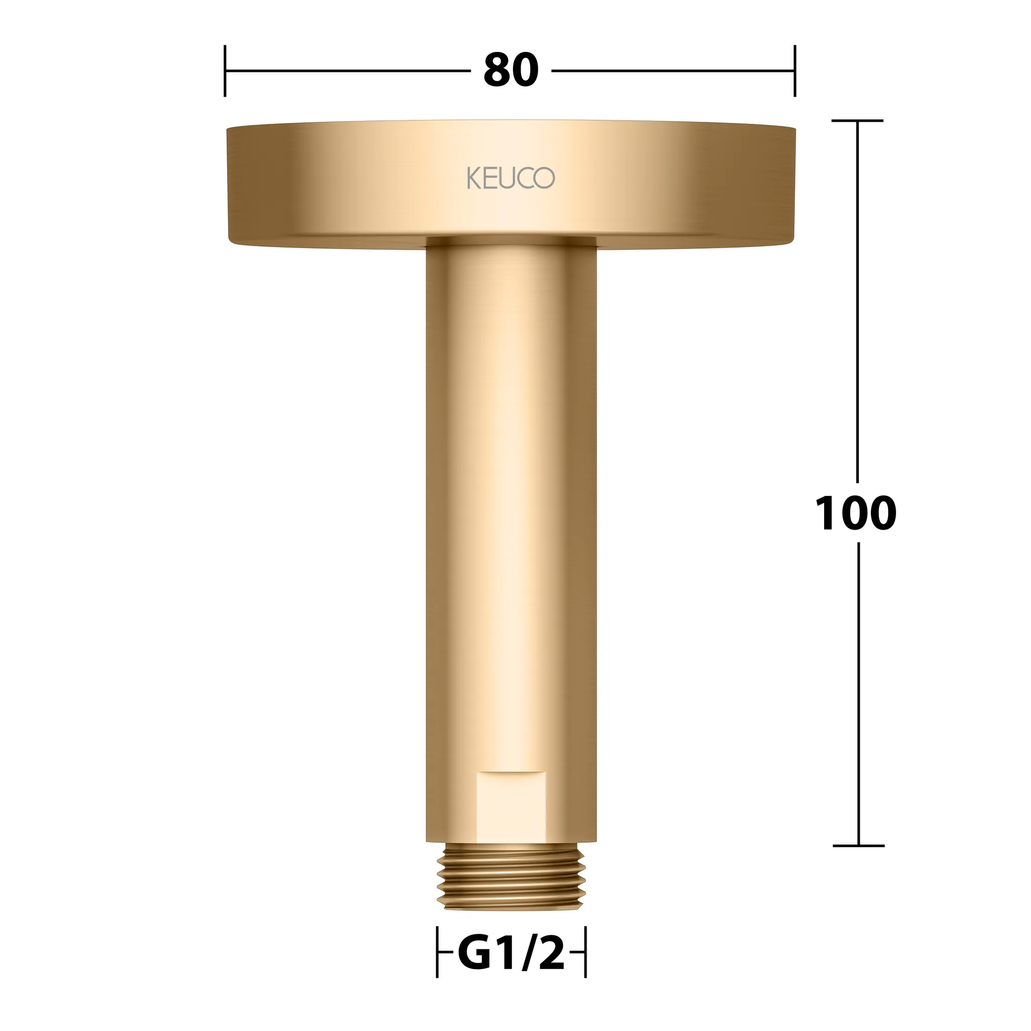 Brausen und Brausezubehör Brausearm Deckenanschluss 100 mm Messing gebürstet rund