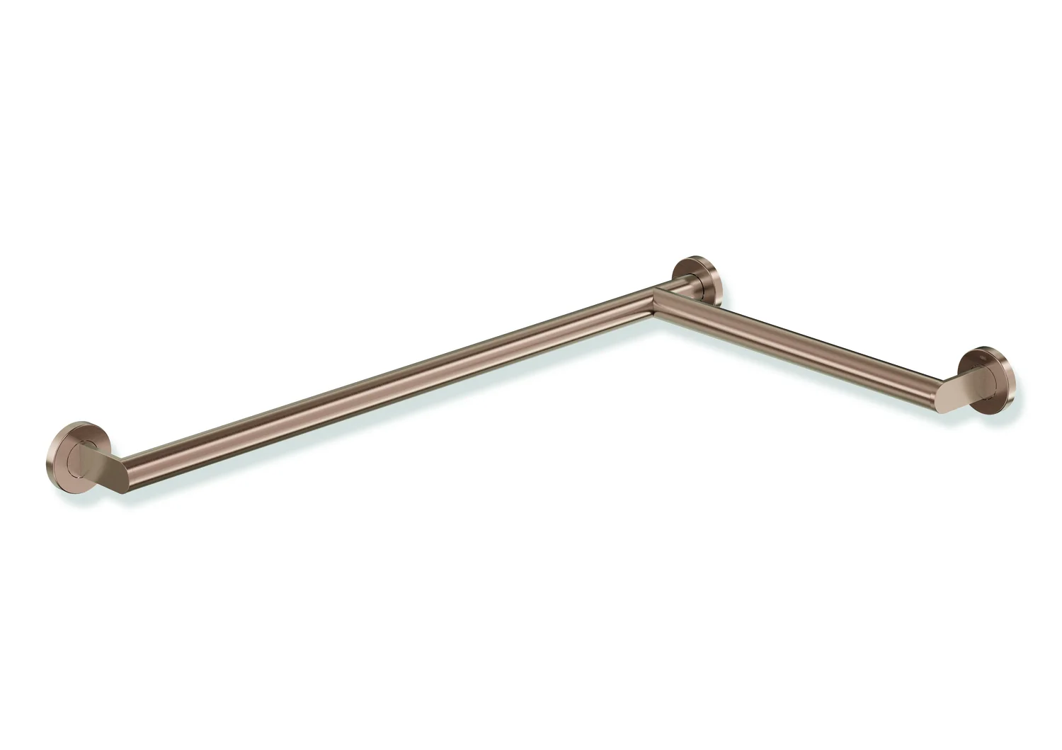 HEWI Dusch- und Wannenhandlauf System 900, Edelstahl PVD, Kupfer gebürstet, waagerechte Längen 765 mm und 475 mm, Durchmesser 32 mm, rechts