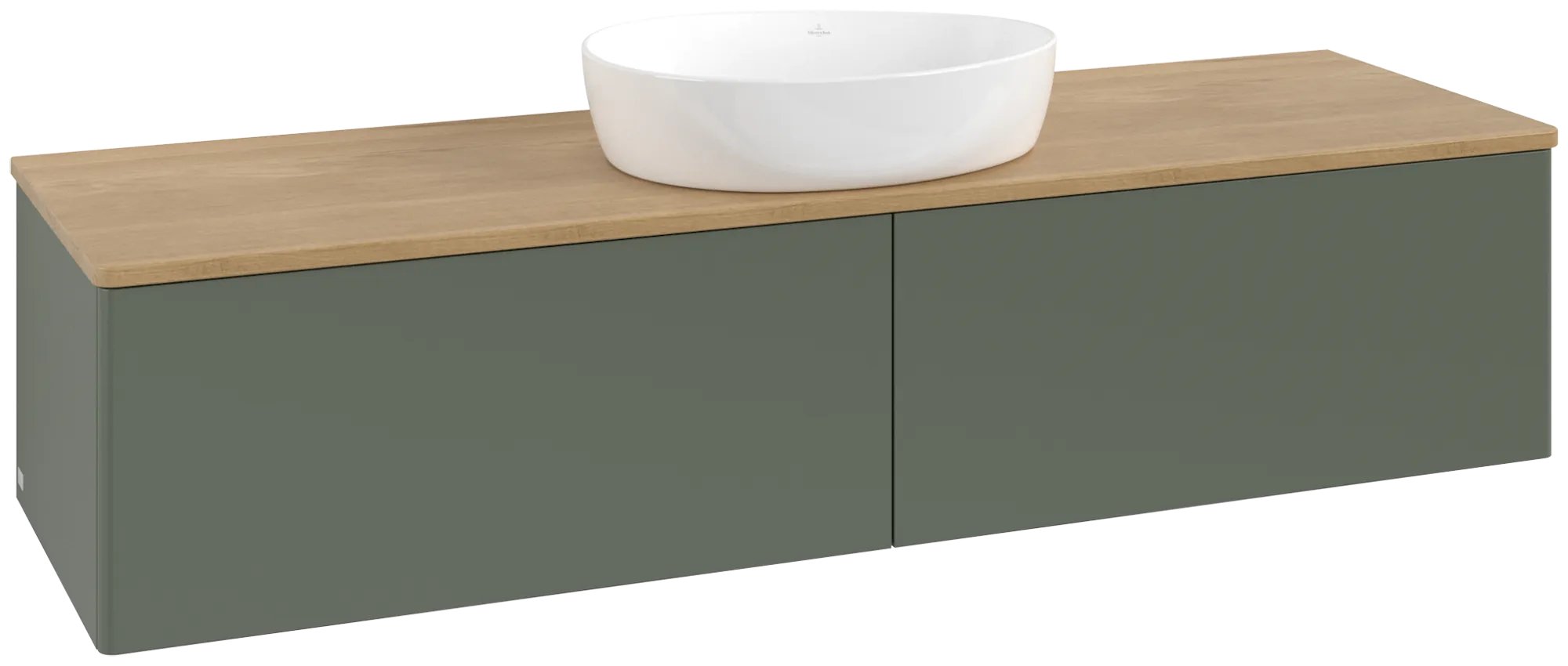 Villeroy & Boch Antao Waschbeckenunterschrank K36_1, 1600x360x500 mm, Leaf Green Matt Lacquer / Honey Oak