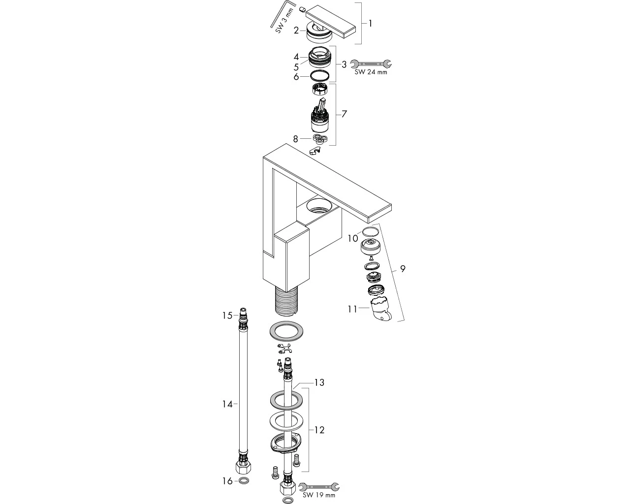Waschtischmischer 190 Axor Edge chrom Waschtischmischer 190 Axor Edge chrom