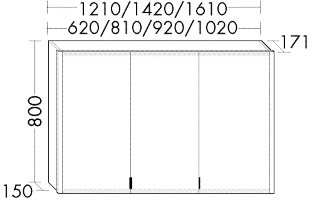 Spiegelschrank RL20 von burgbad - beidseitig verspiegelt mit LED-Beleuchtung, USB-C-Ports, Rauchglas-Einlegeböden, Anthrazitgrau, 171 mm tief x 1420 mm breit x 800 mm hoch