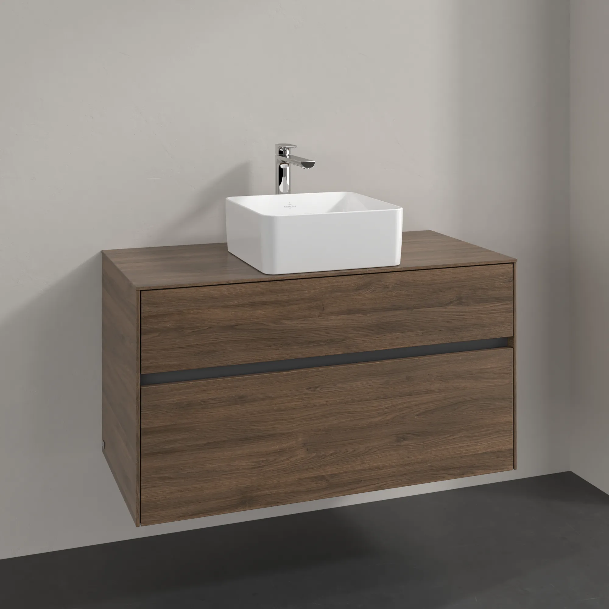 Villeroy & Boch Waschbeckenunterschrank Collaro C03800 Arizona Oak, 1000x548x500 mm, Eckig, mit SoftClosing, 2 Auszüge, mittiges Waschbecken