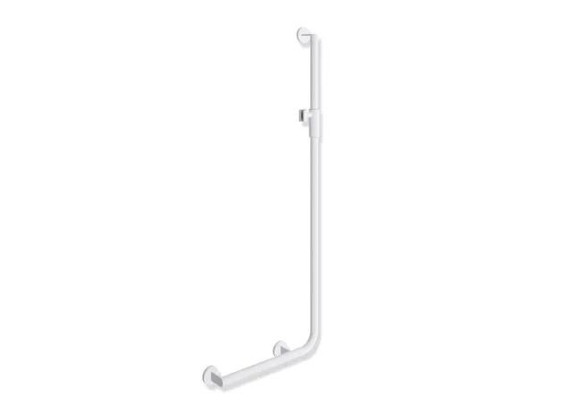 HEWI Winkelgriff mit Brausehalter System 900 PG56, Edelstahl, pulverbeschichtet, links, weiß tiefmatt HEWI Winkelgriff mit Brausehalter System 900 PG56, Edelstahl, pulverbeschichtet, links, weiß tiefmatt