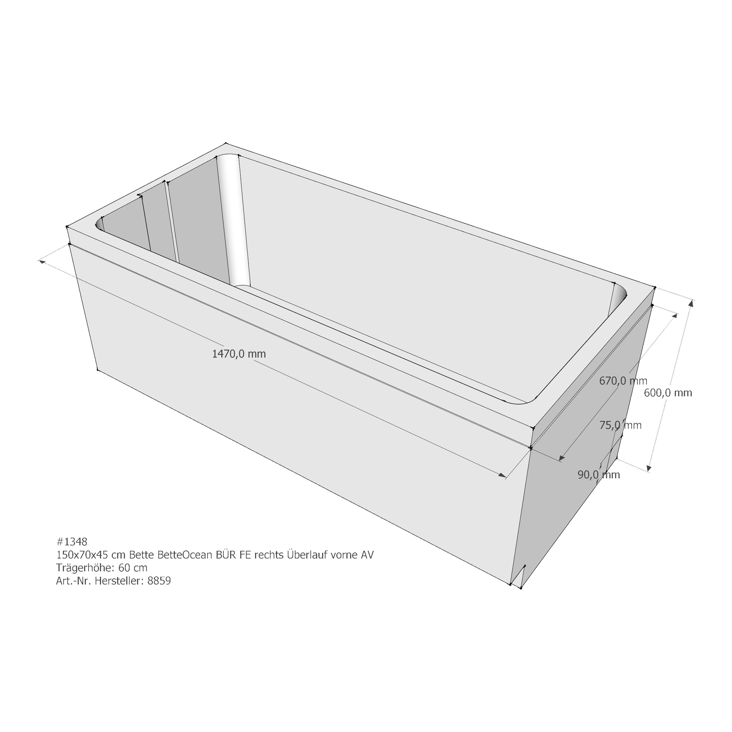 Badewannenträger für Bette BetteOcean 150 × 70 × 45 cm