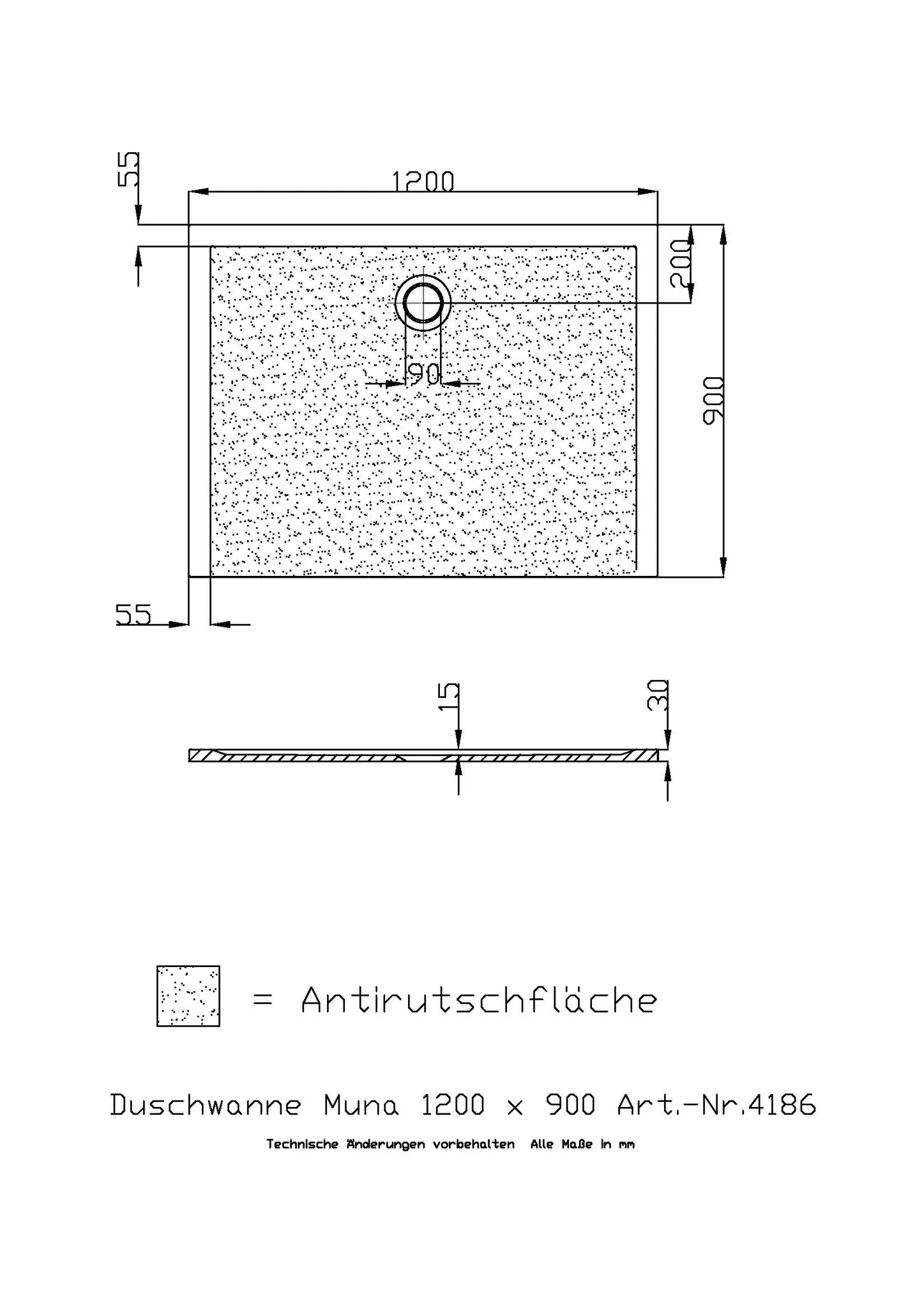 Hoesch Muna Duschwanne Mineralguss Solique Weiß 1200x900x30 mit Antirutsch Hoesch Muna Duschwanne Mineralguss Solique Weiß 1200x900x30 mit Antirutsch